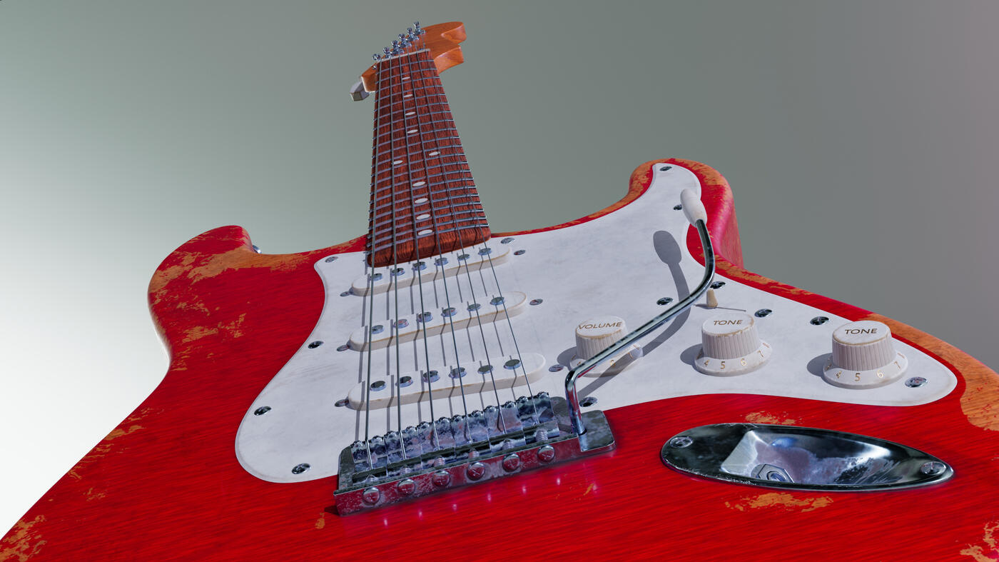 Stratocaster Guitar Software Used: Maya, Substance 3D Painter